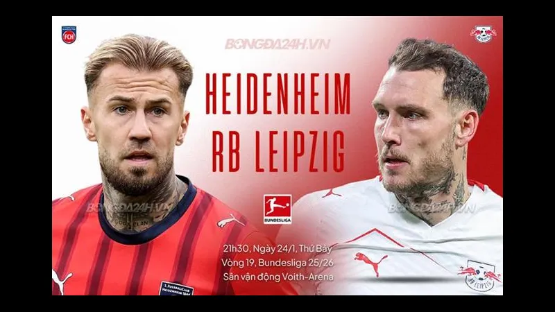 Cầu thủ Heidenheim đối mặt với cầu thủ RB Leipzig trong trận đấu gay cấn